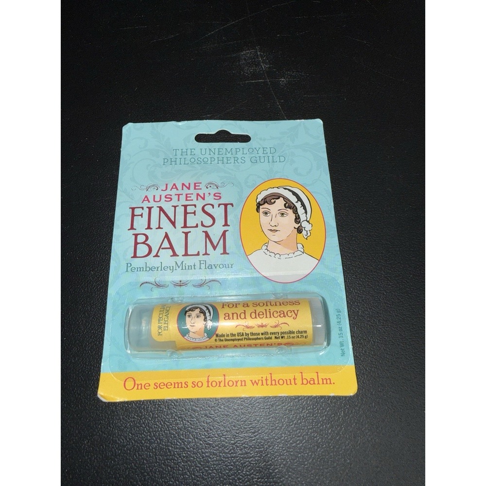 Jane Austen's Finest Lip Balm Pemberley Mint Flavor .15 oz USA Made All Natural